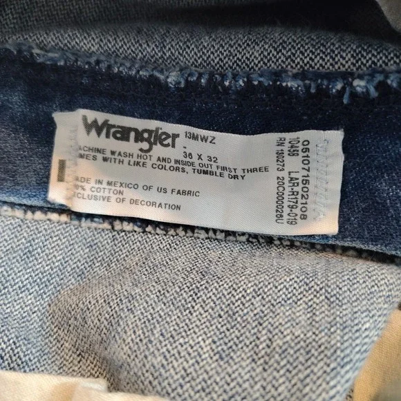 vtg Wrangler 13MWZ y2k 36x32 Western Cowboy mexico made us denim‎ Copper Rivit - Picture 6 of 8